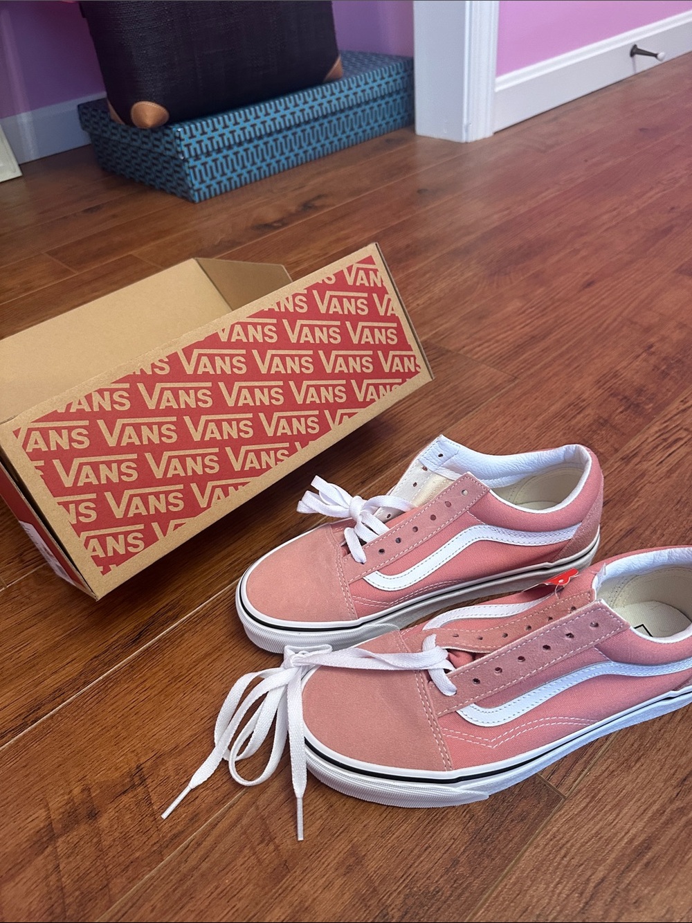 Vans Pink & White Classic Low Top Sneakers